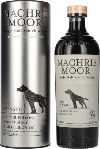 MACHRIE MOOR Cask Strength - Single Malt Whisky - 56,2% Alcool - Origine : Ecosse/Arran - Notes Tourbées, Fruitées & Robustes - A déguster pur - 70 cl