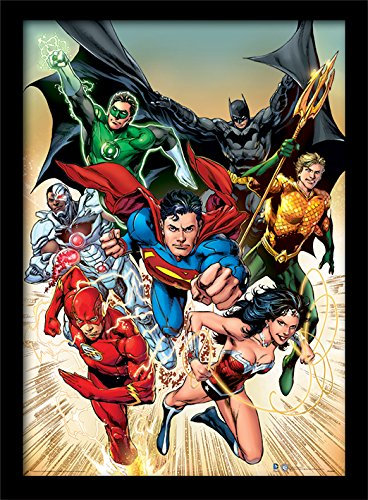 Pyramid International DC Comics (Justice League Heroic) 30x40 cm gerahmter Druck, 250GSM PAPERWRAP MDF, Mehrfarbig, 44 x 33 x 4 cm