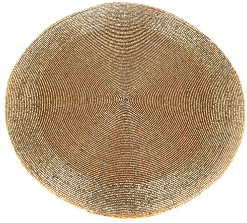 30 cm Glasperlen, Tischset, Runde Untersetzer gold