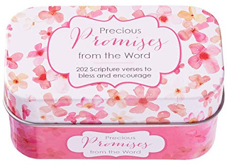 Christian Art Gifts Bible Verse Promise Cards for Women & Teens: Precious Promises From The Word – 202 Scripture Verses To Bless and Encourage, Daily Encouraging Cards in Pink Floral Gift Storage Tin