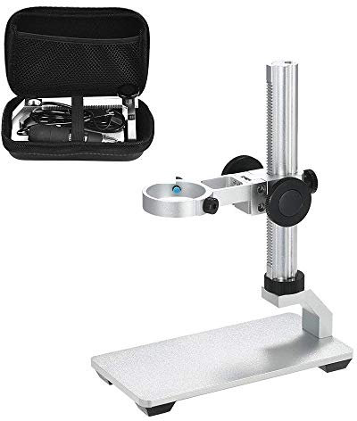 Jiusion Aluminiumlegierung Universal Verstellbarer professioneller Basisständerhalter Desktop-Halterung mit tragbarer Tragetasche für USB-Digitalmikroskop-Endoskop-Lupenkamera (KEIN Mikroskop)
