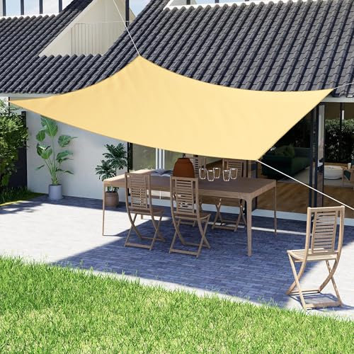jarolift Sonnensegel Rechteckig, Wasserabweisend, Sonnenschutz Sichtschutz für Terrasse Garten Balkon, Polyestergewebe 500 x 400 cm, Sand