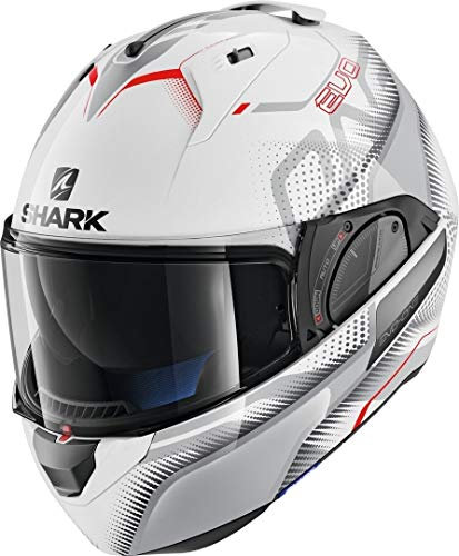 Shark Herren Evo-one 2 Keenser Klapphelm weiß grau rot WSR Größe S, Noir Anthracite Blanc