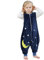 mama stadt Baby Tier Schlafsack mit Füßen, Ärmelloser Unisex Kinderschlafsack Schlafstrampler Flanell 4 Jahreszeiten Schlafanzug für 3-5 Jahre, Blaue Sterne