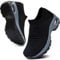 HKR Trainers for Women Comfortable Womens Orthopedic Shoes for Plantar Fasciitis Non Slip Nurse Work Shoes Breathable Ladies Slip on Shoe Black UK 8