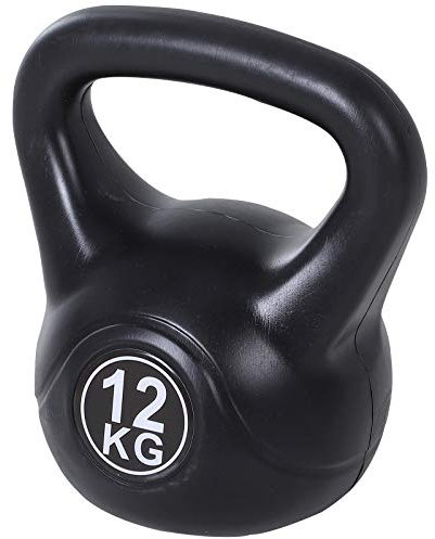 HOMCOM Kettlebell 12kg per Sport e Fitness con Base Piatta e Impugnatura, Kettlebell Pesi per Allenamento Home Gym Casa e Palestra, 27x21x31 cm, Nero