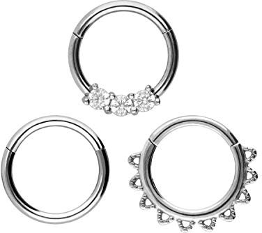 PIERCINGLINE SPAR-SET Chirurgenstahl Segmentring Clicker MIX | Piercing Ring Septum Ohr Helix Tragus | Farbauswahl