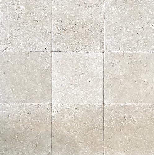 6x6 Light Travertine Tumbled Antiqued Tile Natural Stone (4 Piece Pack)