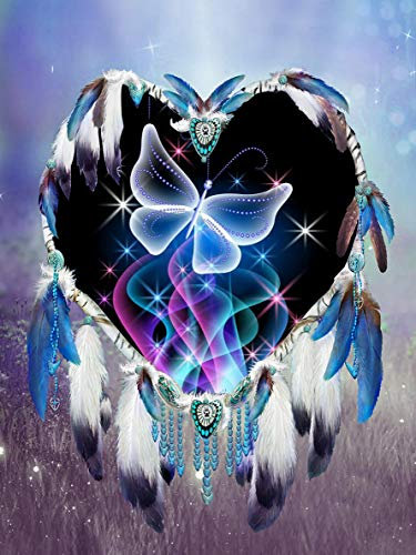 Pentoa 5D Diamond Painting Full Schmetterling, DIY, Stickerei, Diamant-Malerei, Dreamcatcher, Diamanten, Kunst, Handwerk, Handwerk, Haus, Wanddekoration, 30 x 40 cm.