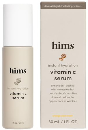 hims Vitamin C Serum - Vitamin C, Hyaluronic Acid, & Orange Peel Extract - Brightening Serum for Men - Softens Skin & Reduces Appearance of Wrinkles - Paraben-Free, Vegan Formula - 1 Fl Oz