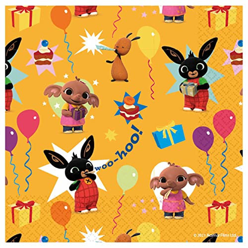 amscan 9911883 - Tovaglioli da pranzo con licenza ufficiale Bing, 33 cm, confezione da 16 pezzi