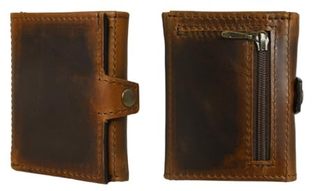 Jajmo Legacy Leder-Geldbörsen für Herren, schmal, Kartenhalter, minimalistische Brieftasche mit Münzfach, Bourbon-Braun, With Coin Pocket, Modern