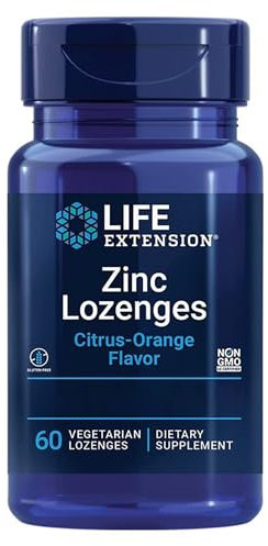 Life Extension Zinc Lozenges (Zink-Lutschtabletten), mit Citrus-Orangengeschmack, 60 vegane Lutschtabletten, Laborgeprüft, Glutenfrei, Vegetarisch, Sojafrei, Ohne Gentechnik