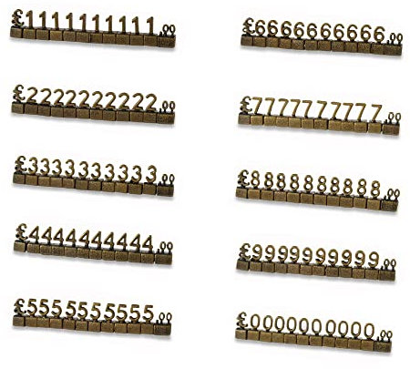10 Sets Preisanzeige-Würfel, Mini-3D-Metall-Preisschilder, verstellbarer, abnehmbarer Preisschild-Ständer, Block-Kit für Shop-Preisanzeige (Bronze/GBP)