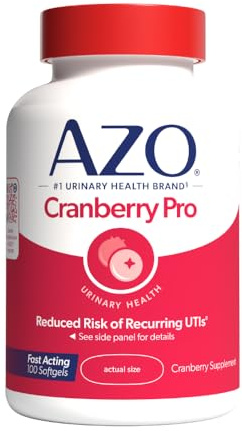AZO Cranberry Pro, Cranberry Pills for Women & Men, 600mg Pacran, Made with Concentrated Whole Fruit Cranberry Powder to Help Cleanse and Protect The Urinary Tract*, Sugar Free, Non-GMO, 100 Softgels