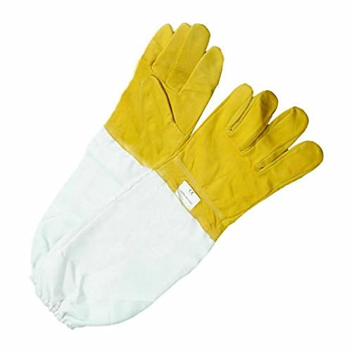 TopHomer Imkerei Handschuhe Ziegenleder und Segeltuch mit Belüfteten Langen Ärmeln Haltbar Schutzhandschuhe Bienenzucht Supplies Werkzeug Imkerei Ausrüstung L