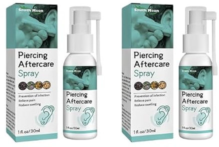 2Pack Piercing Nachsorgespray Ohrpflegelösung für gepiercte Ohren Ohrpiercing Nachsorgelösung Piercingreiniger Spray Geeignet für die Reinigung Pflege Piercings