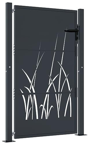 Tidyard Garden gate anthracite 105x155 cm steel grass design Model153169