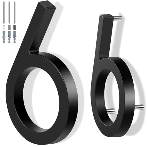 6 Inch Floating House Number Metal Modern Anti-Rust House Address Numbers for Outside with For Mailbox Yard Home Front Door Zinc Alloy Black, 911 Visibility Signage (6)