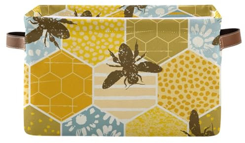 Mnsruu Aufbewahrungskorb für Regale, Bienenwaben-Aufbewahrungsboxen mit Griffen, große Aufbewahrungskörbe für Kleiderschrank