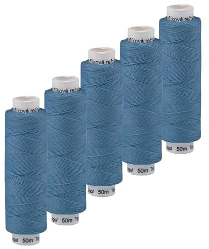 5x50m Leinen Garn Leinenzwirn Flachs Nähfaden robust strapazierfähig Farbwahl, Farbe:taubenblau