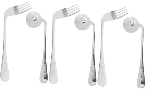Gatuida 3sets Utensili Acciaio Inossidabile Per Anziani Cucchiaio Curvo e Forchetta Angolata Per Pazienti Con Disabilità Facili Da Usare Design Ergonomico Per Nutrizione Autonoma