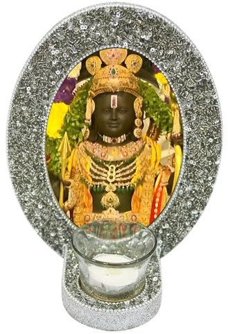Ayodhya Lord Ram Lalla Ji Picture/Ram Lalla Ji Photo Frame with Tealight Cup for Blessings Grey Colour (Pack Of 1)