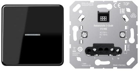 Jung Home Tastdimmer 1723NE Nebenstelle 3-Draht + BTCD17101WW Taster Wippe 1-fach Schwarz Serie CD