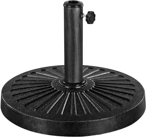 Yaheetech Base per Ombrellone da Giardino in Resina e Metallo Supporto 13,7 kg per Pali da Ø38mm e Ø48mm con Manopola Esterno Veranda Terrazza Piscina Spiaggia Patio Nero