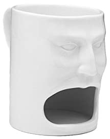 TOPBATHY Creative Face Shaped Ceramic Cookies Mug with Biscuit Holder White Coffee Tea Cup for Home Office Use