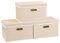 Yawinhe 3 Stück Aufbewahrungsboxen mit Deckel, Faltbare Stoffbox mit Griffen, Boxen Aufbewahrung, für Schlafzimmer, Kleideraufbewahrung, 32x23x20cm, Beige, SNK023BE-3
