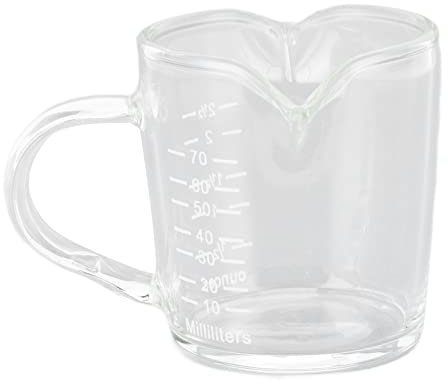 Tazza da caffè espresso con manico, misurino in vetro riutilizzabile con doppio beccuccio, resistente e isolata, tazza per caffè e latte, brocca per schiuma di latte in vetro