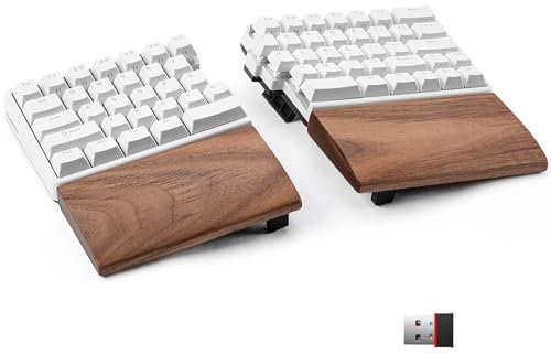Wireless Ergonomic Split Mechanical Keyboard with Wrist Rest- Tactile, RGB, Foam, Hot-Swappable, Compact 60% Layout, Palm Rest, Programmable for Mac & Windows, PBT Keycaps