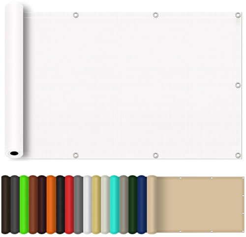 Segeltuch mit Ösen im Viele Größe Und Farben 120 x 160 cm, (Nach Mass) Markisenstoff 98% Uv Schutz Wasserabweisend, Pergola-Schattenspender Ersatz-Vordach, für Balkon Garten, Weiß