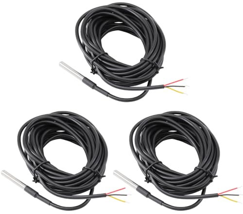Heevhas 5M Edelstahl Temperatursensor Wasserdicht Temperaturfühler Digital Thermal Probe Temperatur Sensor Kabel (3 Stück)