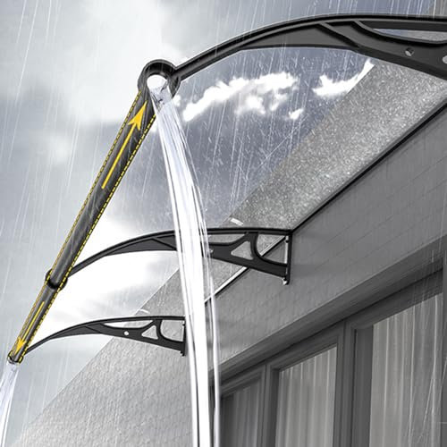 Tenda da sole per esterni in policarbonato con staffa in alluminio, marrone, 152,4 x 91,4 cm, protezione da pioggia e neve, parasole per patio, porta d'ingresso, finestra, giardino, veranda, camper