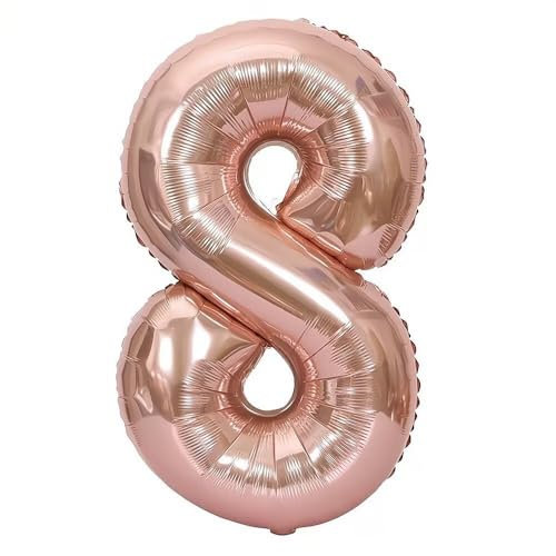 Elizakumi Rosegold Number 8 Balloon Large Number 8th Birthday Balloon for Boy Girl Men Women, Anniversary Helium Foil Number Balloon 8 Rose gold / 40inch