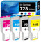 728 Druckerpatrone 300-ml für HP 728 Tinte für HP 728 F9J68A F9K17A F9K16A F9K15A kompatibel mit HP DesignJet T730, HP DesignJet T830 (Mattschwarz Magenta Gelb Cyan)