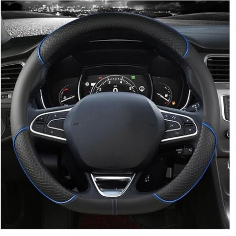ASHILD Auto-Lenkradbezug Für R&enault Für Scenic Für Clio Für Laguna Für Kangoo Für Fluence Für M&EGANE Für Trafic Für Talisman Für Twingo Für Kaptur Autolenkradabdeckung(Blau,D Shape)