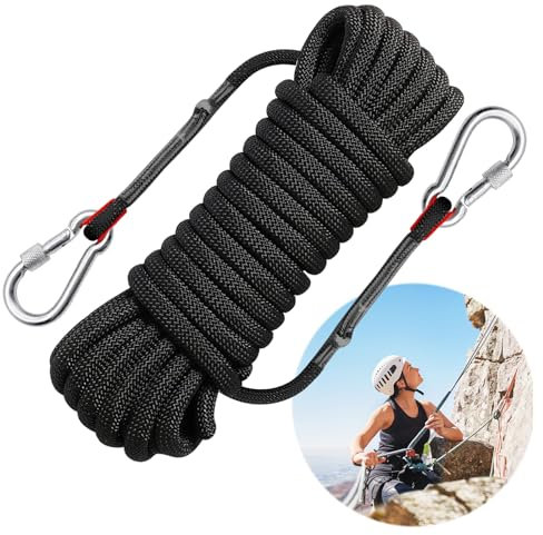 10 mm x 10 m Rope, Climbing Rope, Ship Rope, Anchor Rope, Boat Rope, Rappelling Rope, Swimming Rope (Black, 10 mm x 10 m)
