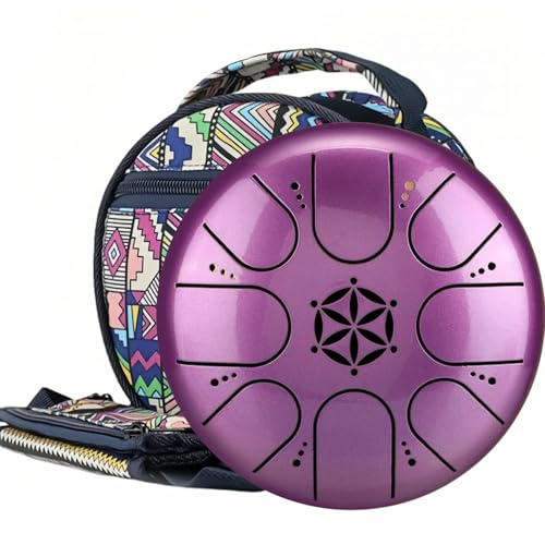 ILWHE Regentrommel für den Außenbereich, Stahlzungentrommel mit Tragetasche, 12,7 cm (5 Zoll) Handpan-Tanktrommel-Set, C-Dur-Zungentrommel, Instrument (lila)