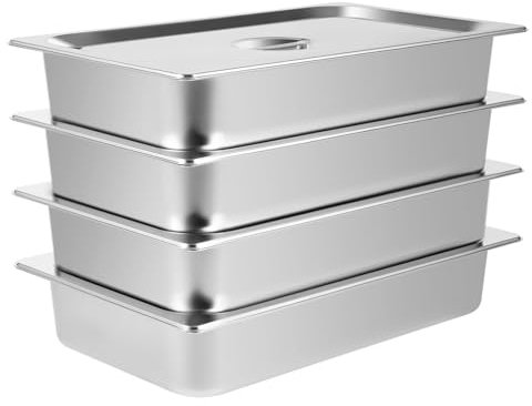 XYUERU 4-teiliger Buffet-Server aus Edelstahl, Chafing Dish-Speisenwärmer, Saucen-Beilagenwärmer, Edelstahl-Warmhaltebehälter for Catering, Buffet(27X20X10 cm)