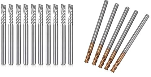 SAROAD 5 fresas de carburo sólido de 3 mm D3X8XD4X50L y 10 brocas de enrutador CNC de 1/8 pulgadas en espiral