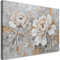 Feeby Impression sur toile - Pétales de rose Argent Or - decoration chambre - 45x30 cm - decoration murale - decoration maison - Moderne - ART - poster mural