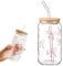 Dhqkqg Pink Bow Glass Cup Set, 16 Oz Iced Coffee Cup, Bow Cups with Lid and Straw, Reusable Glass Drinking Cups for Smoothies Beer Cola Juice Soda for Women Girls Friends