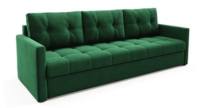 Couch Ivio mit mit Schlaffunktion Samt Velours mit bedkasten (Manila 35 - grün)