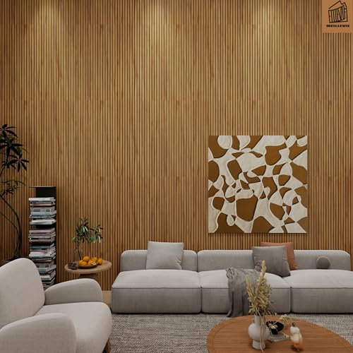 MEILLEVIE 3D selbstklebende Wandpaneele Holzoptik 300x40 cm wasserfeste Klebefolie für Kueche Badezimmer Wohnzimmer DIY Renovierung Mietwohnung einfach montierbar (hellbraun432)