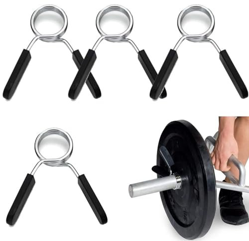 Fenglin-joy Bilanciere Morsetti a Molla,4 Pezzi Clip per Manubri,Morsetti 25 mm Morsetti per Manubri per manubri,Esercizio,Sollevamento Pesi,Attacco per manubri