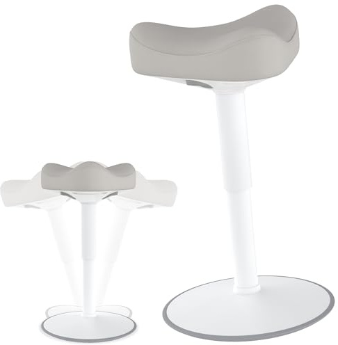 Suusolny Ergonomischer Sitzhocker mit Schwingeffekt Dreieckiger Bürohocker Stehhocker Wackelhocker Arbeitshocker rutschfest Ergonomische Stehhilfe Büro - Höhenverstellbar von 47 bis 65 cm - Grau