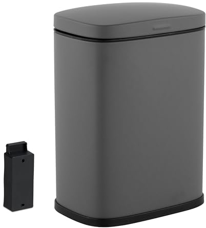 Relaxdays Kosmetikeimer Wandmontage, 3 l, Absenkautomatik, Inneneimer, Metall, eckiger Badezimmer Mülleimer, Farbwahl | Inneneimer, Metall, eckiger Badezimmer Mülleimer